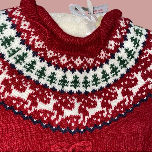 NEW TAHARI BABY FAIR ISLE KNIT SWEATER ROMPER SET• BONNET•TIGHTS•S/3-6M - Picture 9 of 12